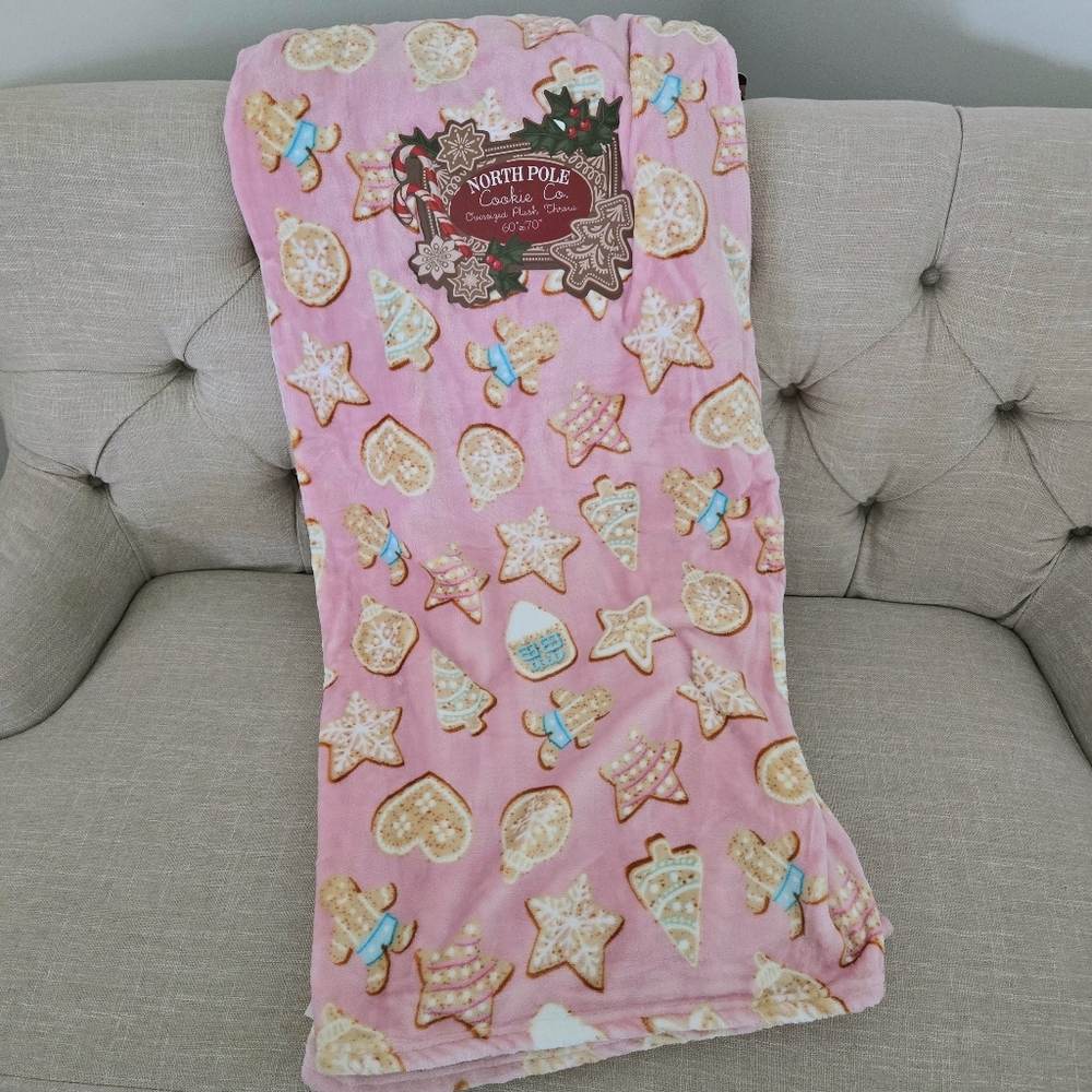 North Pole Cookie Company Sugar Cookie Oversized Throw Blanket New With Tags